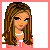 Pixel art of nine showing a character's full body, text fragments about hair preferences, and empty space