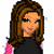 Pixelated cartoon character in black top and blue jeans with pink accents, next to purple text box reading 'dont make me hurt u' on white background.
