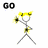 Two side-by-side stick figure icons with yellow hair and black-and-yellow limbs, one holding a flower-like object on the left arm, the other on the right arm.