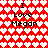 Red and white pixelated heart pattern background with repeated text "I Love Megan" in black pixelated font across four quadrants.