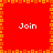 Red square with orange pixelated border containing four white 'Join' texts in a