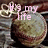 A circular object with layered textures appears in three , each overlaid with pink text reading "It's my life," "It's my sport," and "It's what I do." The background shows a patterned surface