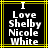 Black background with yellow border, white text reading "I Love Shelby Nicole White" in pixelated font, two identical frames side-by-side