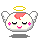 Pixelated angel icon with white wings, golden halo, and pink cheeks displays multiple expressions including closed eyes, smiling mouth, heart-shaped mouth, and open mouth.