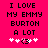 Pixelated text on bright pink background with white and black symbols below.