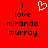 Red background with black text reading "i love miranda murray" and a white pixelated heart symbol above the text.