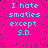 Cyan text on bright pink background with black pixel dots, four identical arranged in a