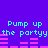 Pixelated text and audio visualizers on a purple background with cyan and pink elements.