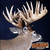 A pixelated deer head with large antlers against a dark blue background, featuring a yellow banner with red text.