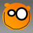 A static contact sheet showing two frames of a pixelated orange cartoon character with large eyes and the text "Pimped Media" on a gray background.