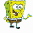 Animated contact sheet of Spongebob Squarepants character in multiple frames showing running motion with text overlays and repeated visual elements.