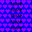 A static pixel art image with a blue background pattern of purple hearts and repeated black text "love" in two