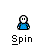 Pixelated blue figure with white head in various poses including upright, tilted, and lying down, with one frame showing a speech bubble reading "OUCH!".