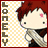 Animated contact sheet of a pixel art character with red hair and pink cheek mark holding a sword-like object, displayed in 5x5 grid format with visible frame-by-frame animation changes.