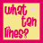 Four yellow square with pink borders display 'what tan lines?' text and heart symbols in varying pixelated styles