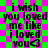Pixelated text on a green and pink checkered background with visible compression artifacts.