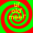 Four identical spiral patterns with red and green concentric rings, each containing yellow text reading "u' old me!" in a pixelated font.