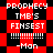 Pixelated red and black checkered background with white text reading "PROPHECY TMB'S FINSEST !!!!!!!!! -Man" in two identical vertical sections.