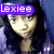 Two side-by-side pixelated images of a person with long dark hair, one in color and the other black-and-white, each overlaid with purple text labels.
