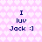 Pixelated text on a pink heart-patterned background with two identical sections displaying 'I luv Jack :]'.