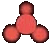 Four red circular shapes arranged in a triangular formation on gray background, with one central circle and three smaller circles at vertices.