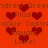 Red background with repeated text and heart symbols in brown and dark red, showing no visible animation changes.