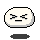 Two pixelated white oval shapes with black outlines on gray background, each casting dark shadow below; left shape has closed eyes and straight mouth, right shape has red mouth open in smile.