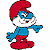 A 50x50 pixel animated buddy icon featuring a Smurf character on the left and "Original Icons .com" text on the right, displayed as a contact sheet with two frames.