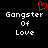 Red pixelated heart symbol above white text reading 'Gangster Of Love' on black background.