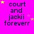 identical text-based icons on a bright pink background, each displaying 'court and jackii foreverrr' with yellow and pink star accents