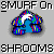 Animated contact sheet of 12 AIM buddy icons featuring a cartoon dolphin in various color schemes and background text patterns, arranged in a 4x3 grid on gray transparency background.