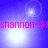 Pixelated blue background with white light bursts and pink text reading 'shannon<8' repeated across two
