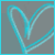 Animated heart icon with cyan and white gradient lines forming a heart shape on gray background, showing frame-to-frame motion blur variation between two sampled frames.