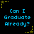 A contact sheet of six identical animated frames showing a pixelated text-based icon with blue text on black background surrounded by yellow star decorations.