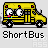 Yellow school bus with two cartoon eyes on the front, each eye has a pink tongue sticking out in different frames.