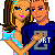 Animated contact sheet of a pixel art icon featuring two cartoon characters in blue shirts with 'Z' logos, repeating text 'I love my manman', and visible frame-to-frame animation changes including mouth expressions and hand positions.