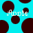 Pixelated blue background with dark brown circular shapes and white text reading 'Apple' in a stylized font.