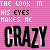 Pixelated text-based animation with pink striped background and two variations of the word "CRAZY" in black and white.