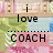 Pixelated image with text "i love COACH" over a pastel background of green, blue, and pink sections.