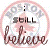 Circular icon with pink border containing 'BOSTON' text at top, 'STILL' in middle, and 'believe' script below; repeated across multiple