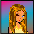 Pixel art contact sheet showing two frames of a female character with long brown hair, red lips, and a choker necklace against gradient backgrounds.