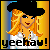 Animated contact sheet of a pixelated cartoon woman with blonde hair and black hat saying "yeehaw!" in various text forms across frames.