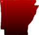 Red silhouette of a state shape with animated light effects and small floating particles