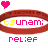 four and four shows repeated red wristband icons with 'tsunami' text, pink hearts above each , and 'relief' text below. The bottom-right is gray