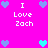 Pixelated icon with bright pink background displaying "I Love Zach" text and heart symbols in blue and cyan.