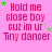 Pink background with repeated text "Hold me close boy cuz im ur Tiny dancer" in red pixelated font, scattered green and gray stars.