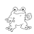 Pixelated grayscale character with large round eyes, a small mouth, and four limbs holding abstract shapes against white background.