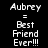 Pixelated text displays 'Aubrey = Best Friend Ever!!!' across four distinct background color variations.