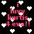Black background with scattered white pixelated hearts and pink text reading "i luvv kurtis 4 eva!!" in two vertical