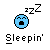 pixelated blue faces with 'zzZ' above and 'Sleepin'' below, showing mouth and eye variations across frames